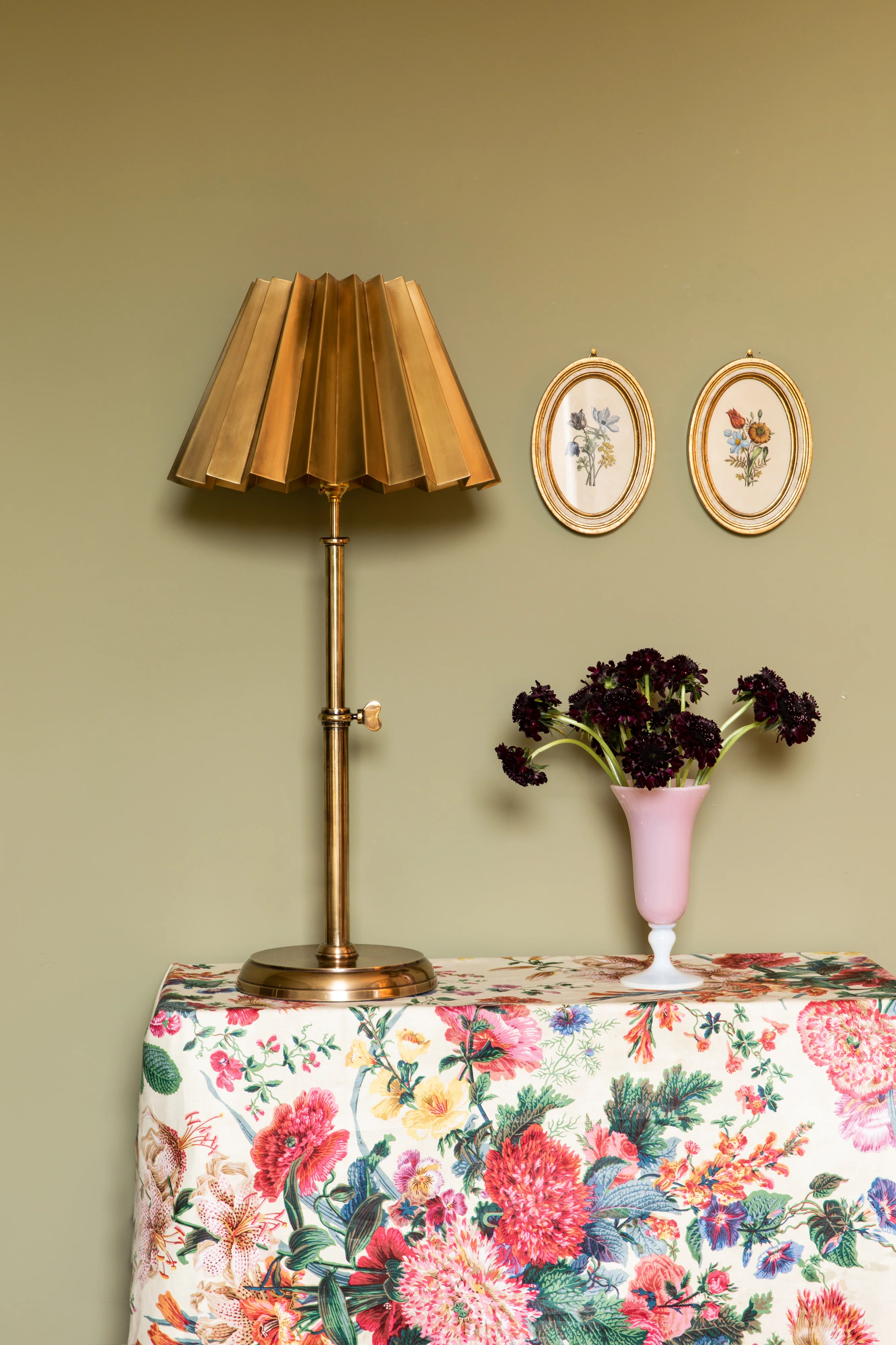 Adjustable Brass Lamp, Large Shade - Image 2