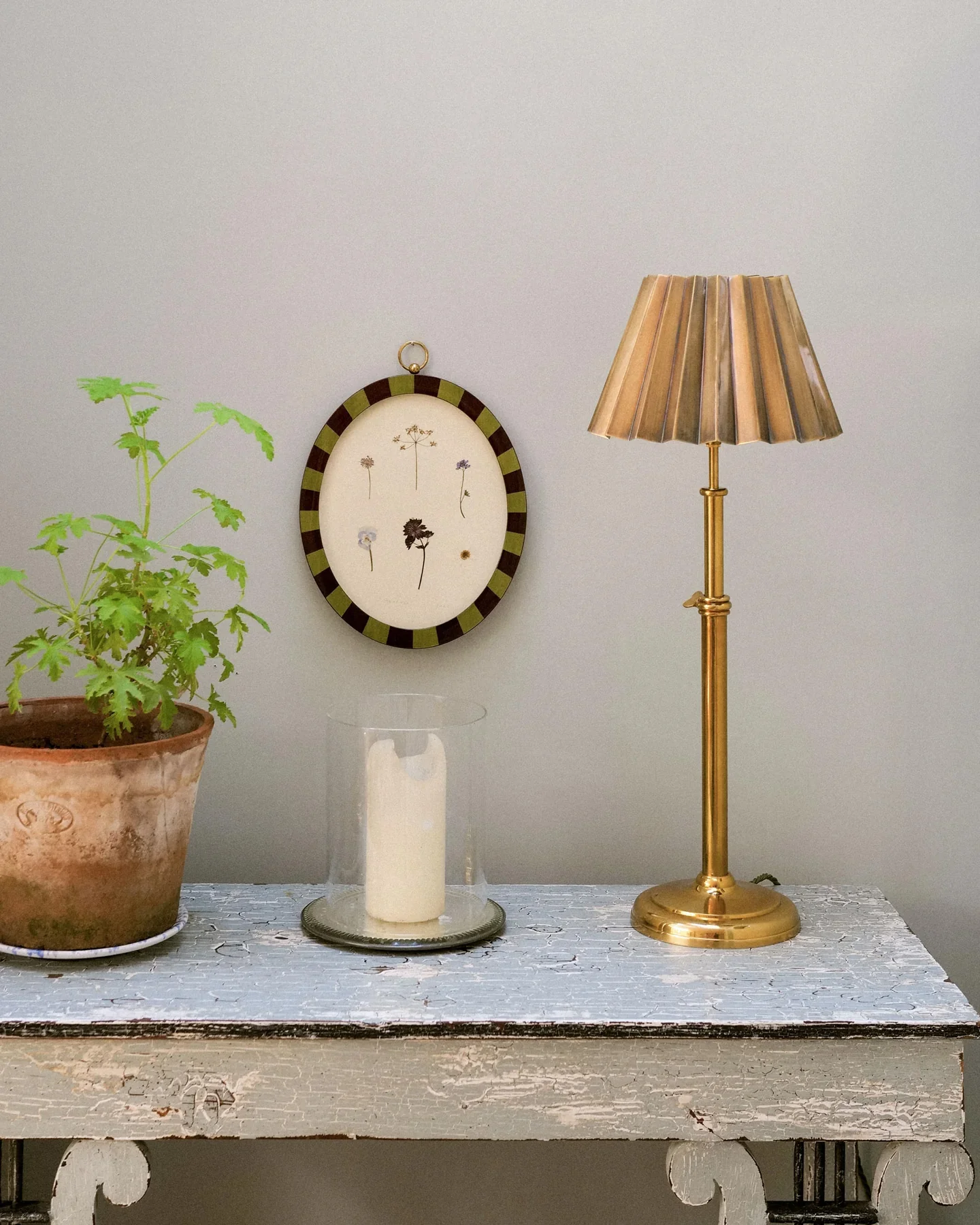 Adjustable Brass Lamp Base, Small Shade - Image 2