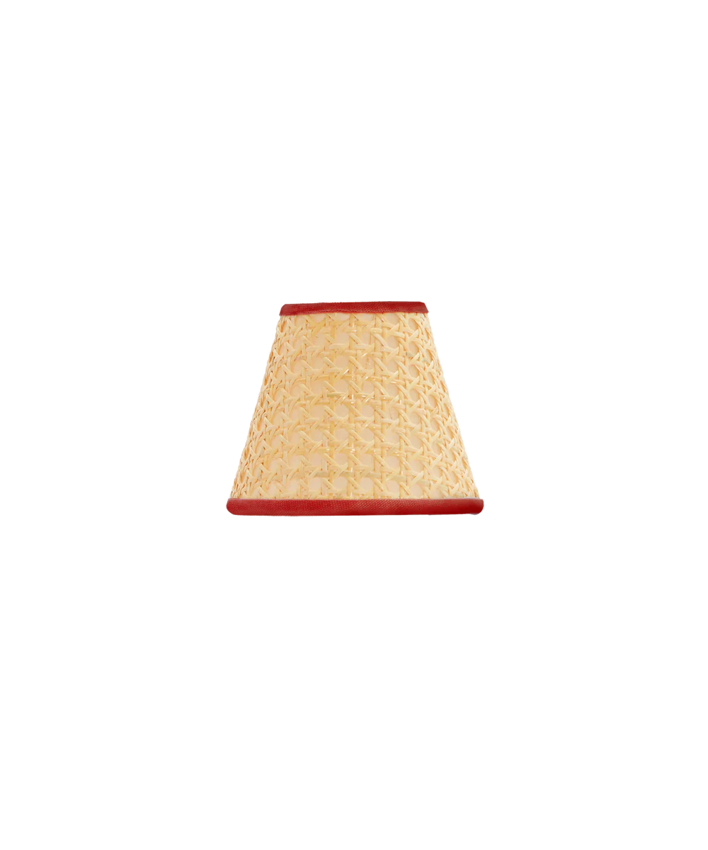Cane Lampshade, Rust Red Trim, Mini