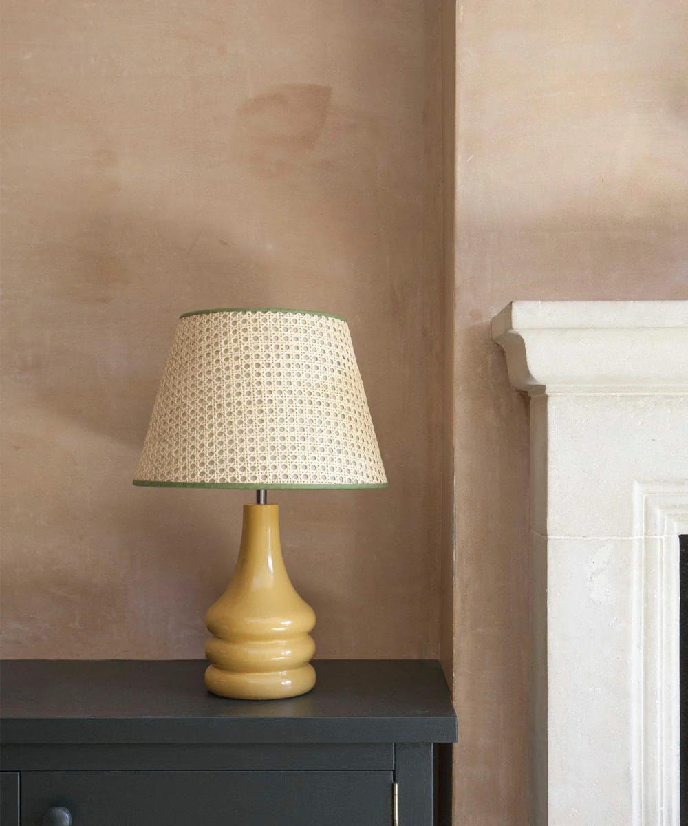 Cane Lampshade, Khaki Trim, Medium - Image 3