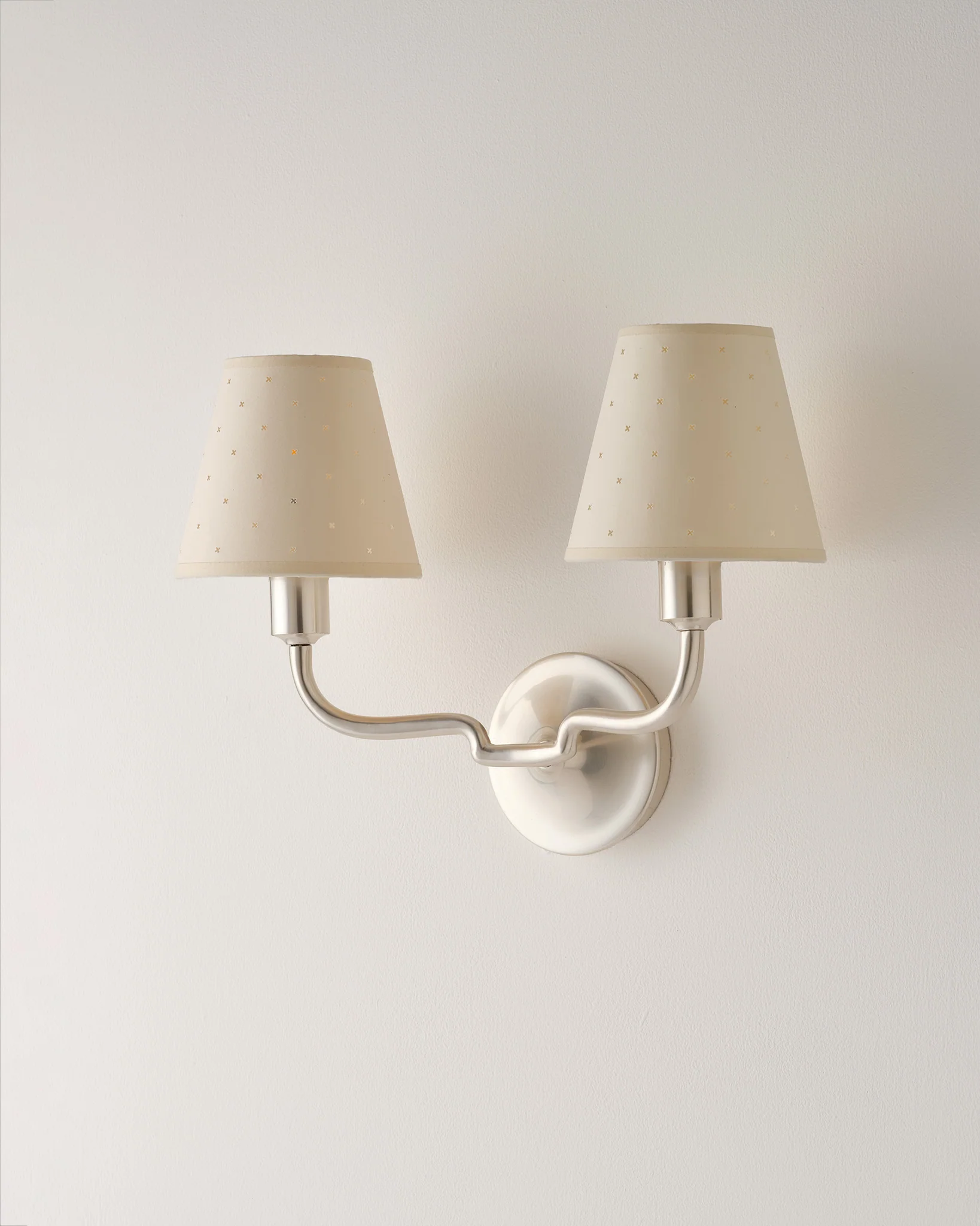 Double Wall Light, Brushed Silver
