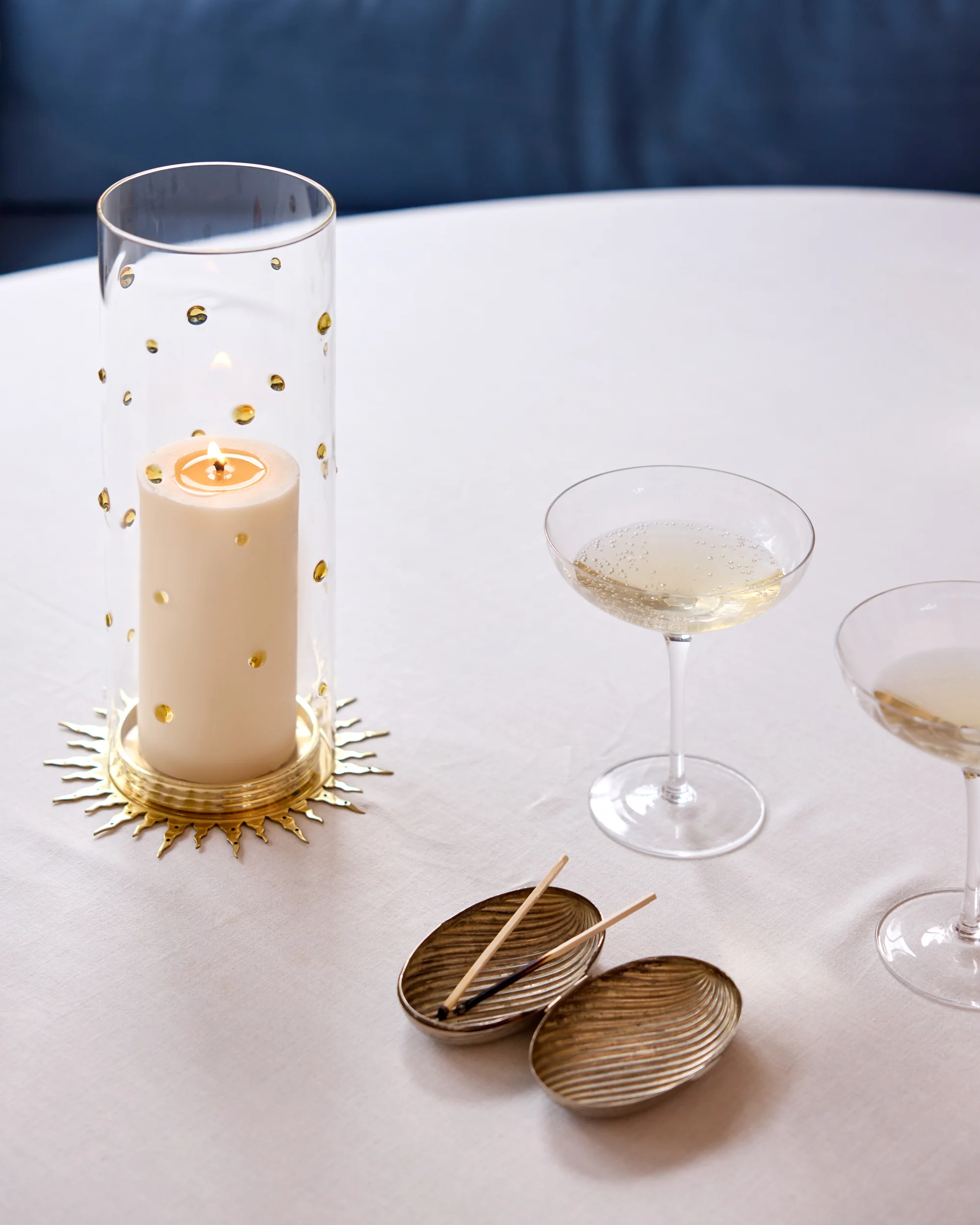 Embellished Glass Hurricane, Amber - Image 3