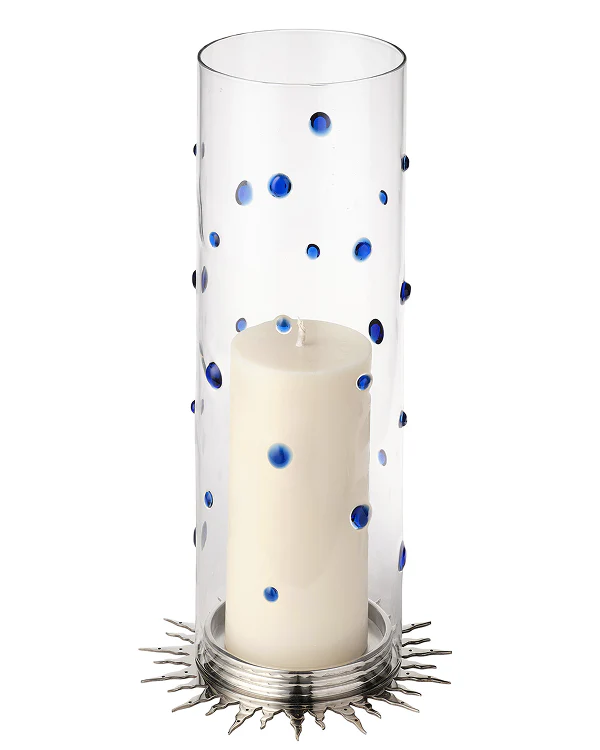 Embellished Glass Hurricane, Lapis - Image 6