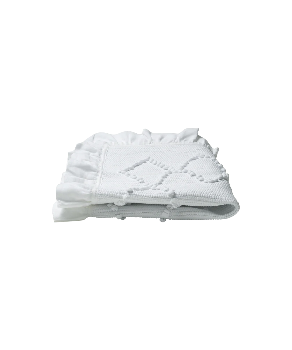 Linen Frill Bathmat, White - Image 4