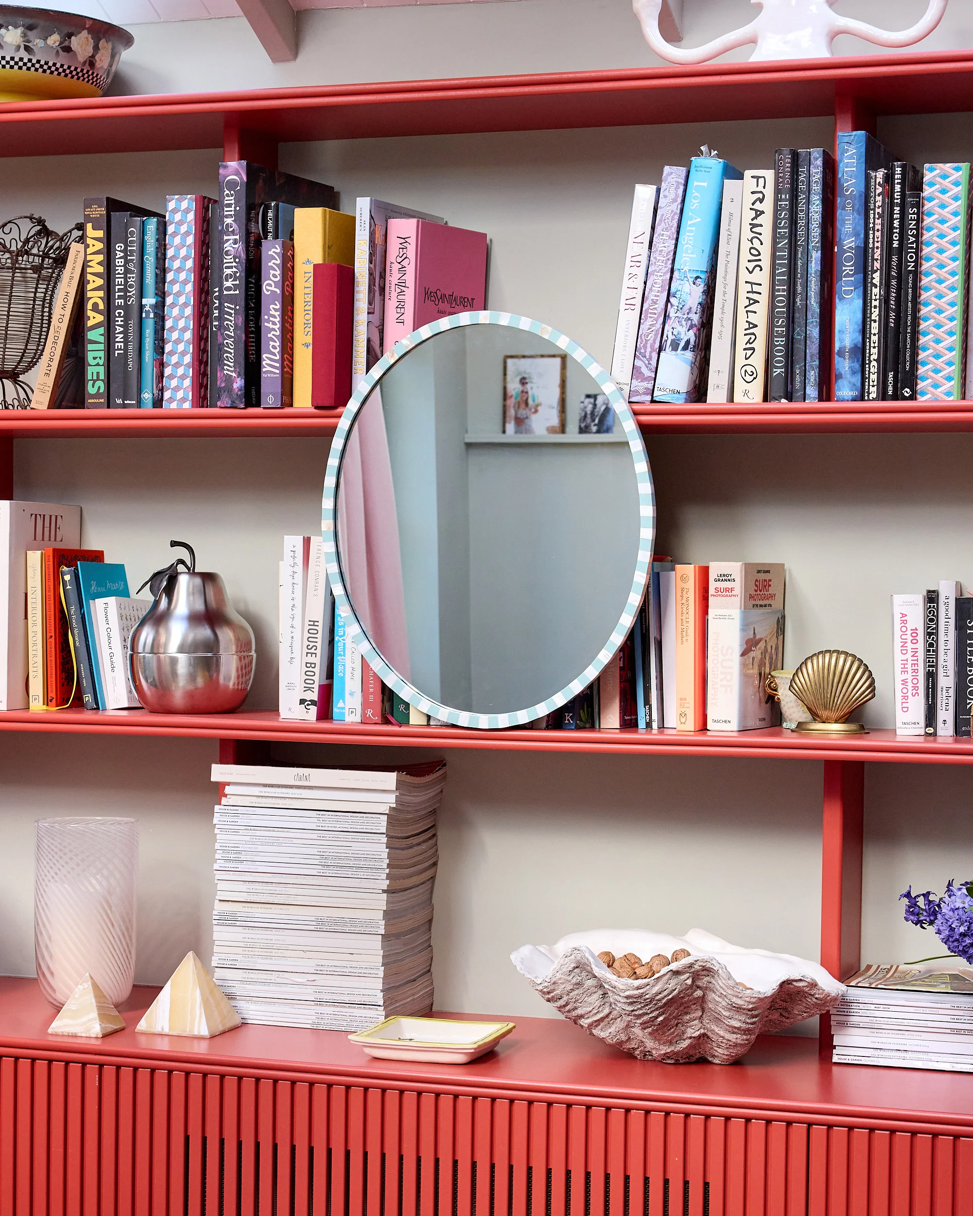 Pearl Oval Mirror, Pale Blue - Image 3