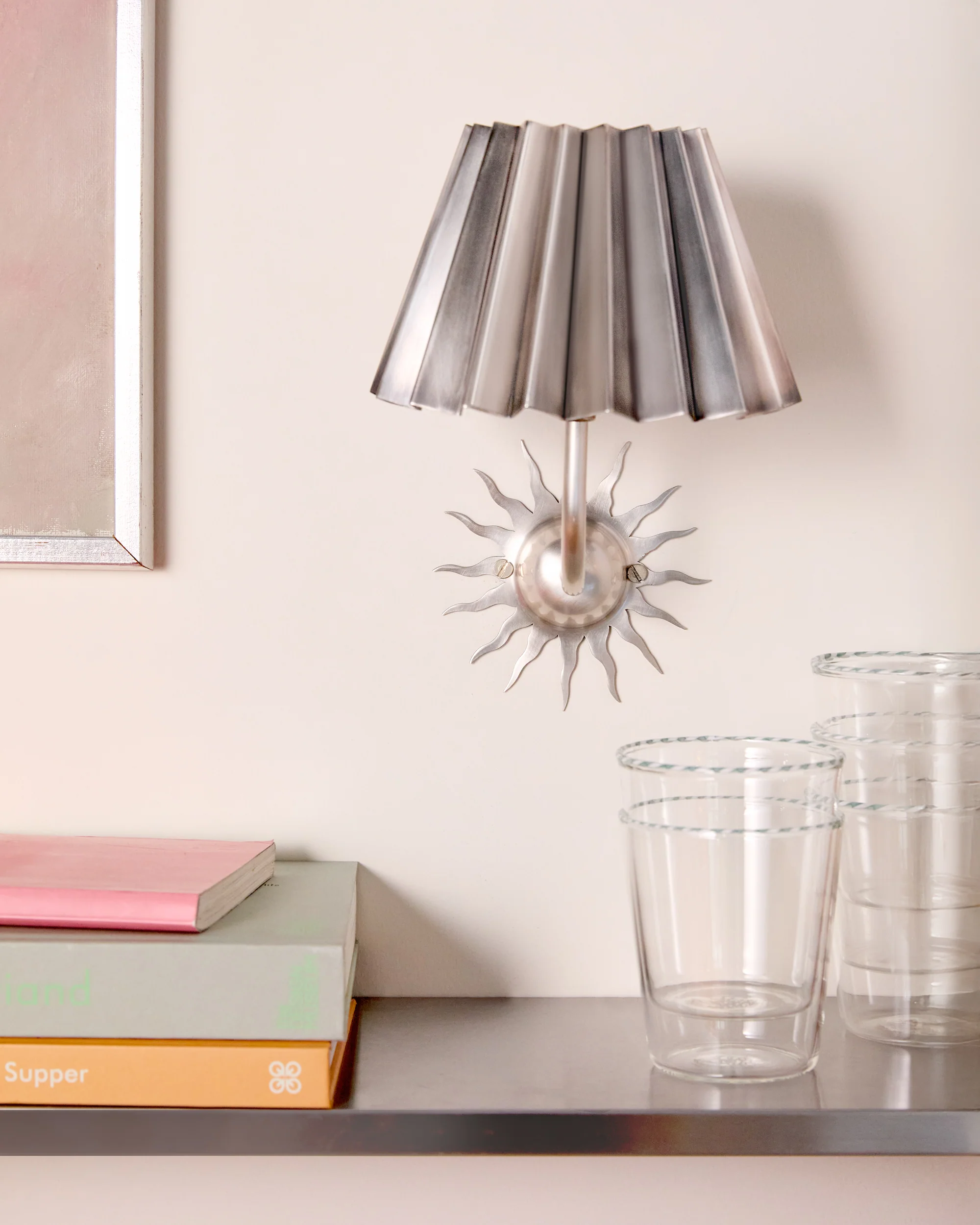 Pleated Lampshade, Brushed Silver, Mini - Image 3