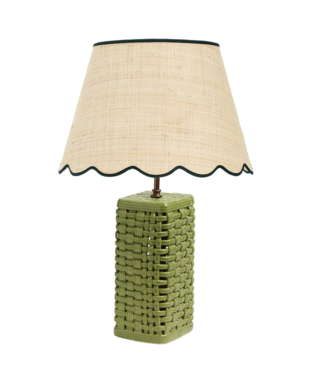 Woven Ceramic Lamp, Green