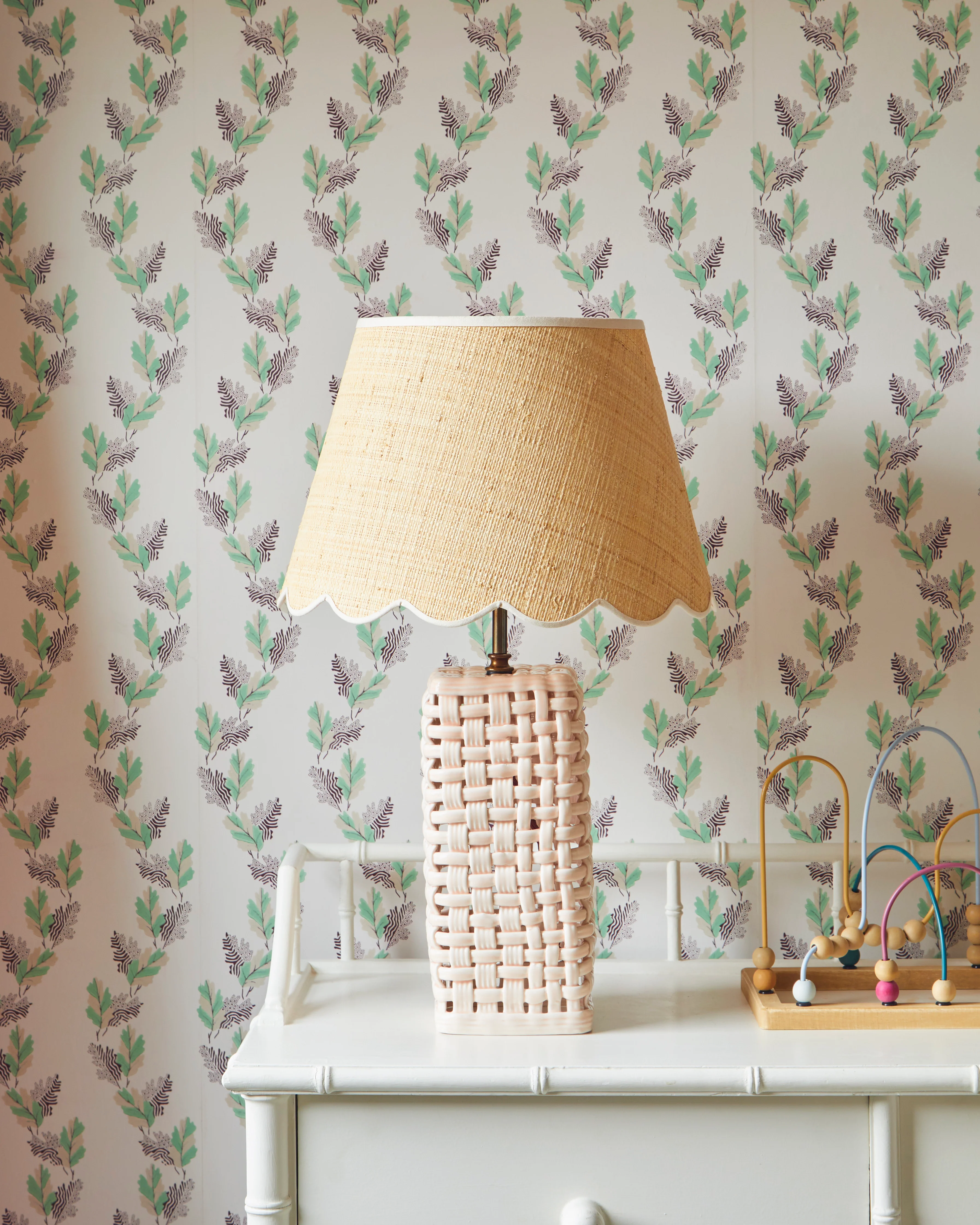 Woven Ceramic Lamp, Pink - Image 2