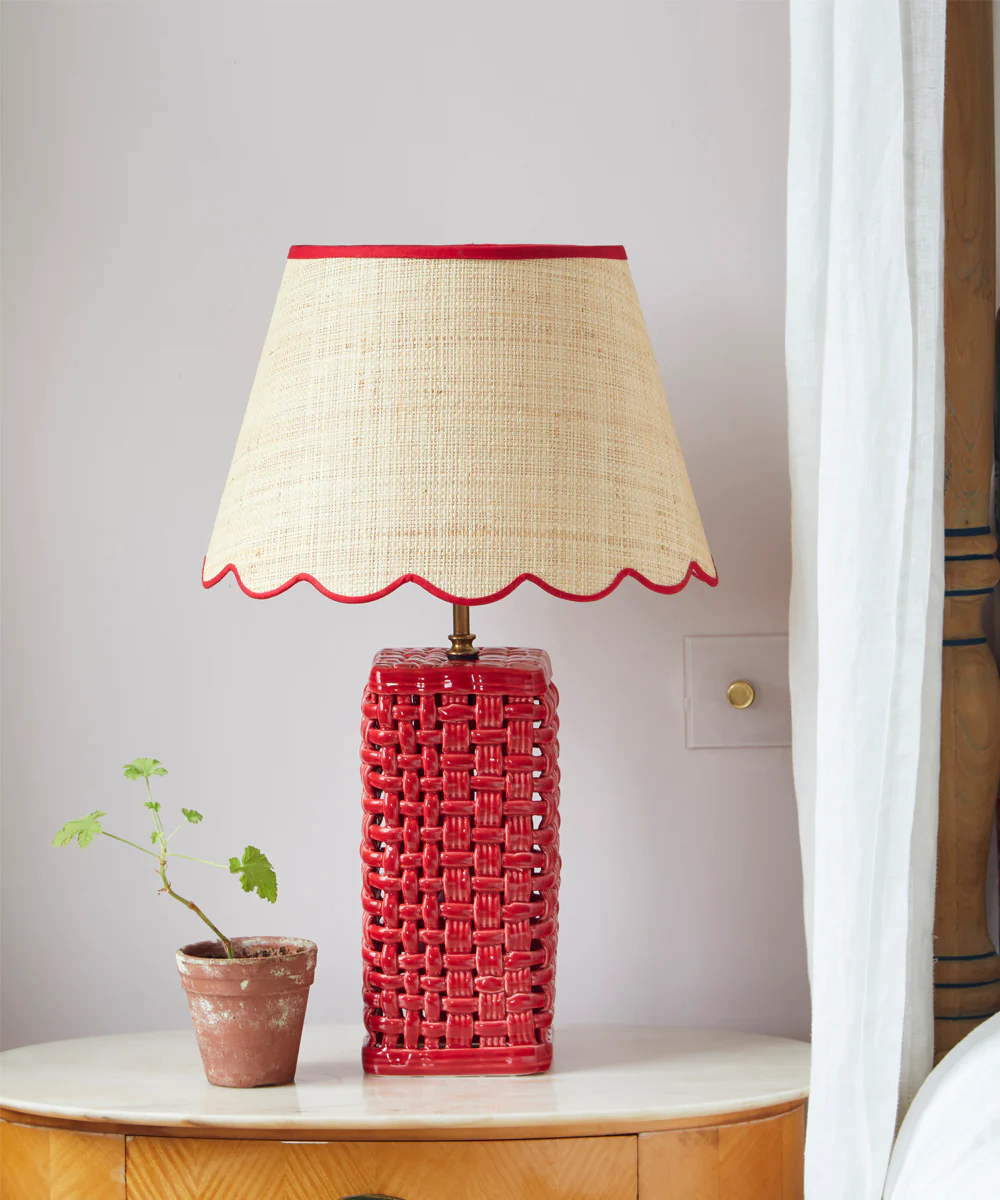 Woven Ceramic Lamp, Red - Image 2